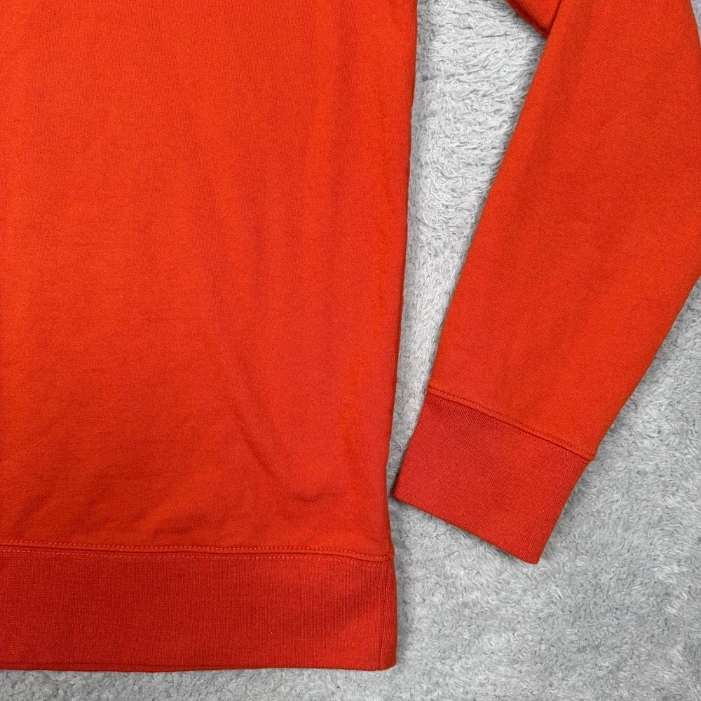 The North Face Mens Orange Crewneck Fleece Lined Logo Patch Sweatshirt Large EUC